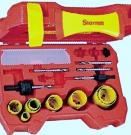 KDP08061-N Starrett DH Locksmiths/Doorlock Kit w/ 8 Holesaws and 6 Accessories